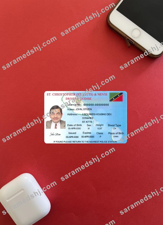 St Kitts & Nevis driving license photolook front